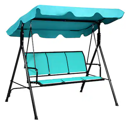 Front. Costway - Costway 3 Person Patio Swing Canopy Yard Furniture - Blue.