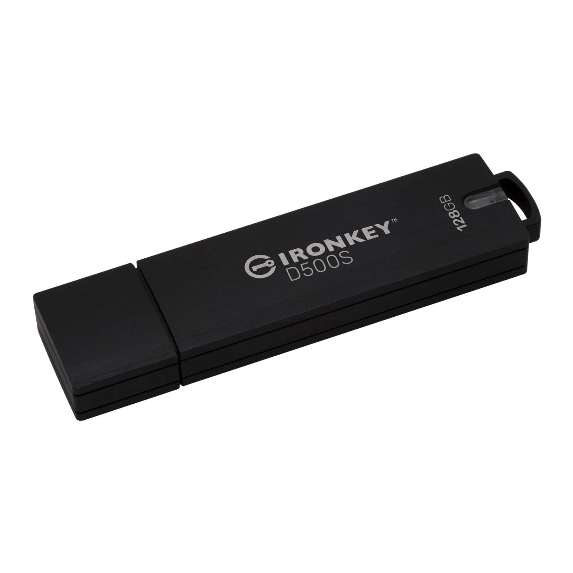 Kingston - Ironkey D500S 128GB Encrypted Flash Drive - Black/Black