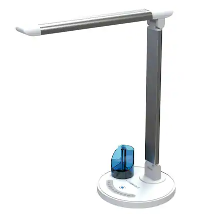 Front. VIRIBRIGHT - LED Desk Lamp w/ Touch Controls & USB Charge Port - White.