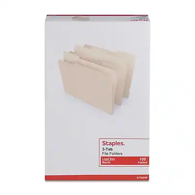Staples Numbers For Files Staples 30% Recycled File Folders, 1/3 Cut Tab, Legal, 100/Box Manila ...