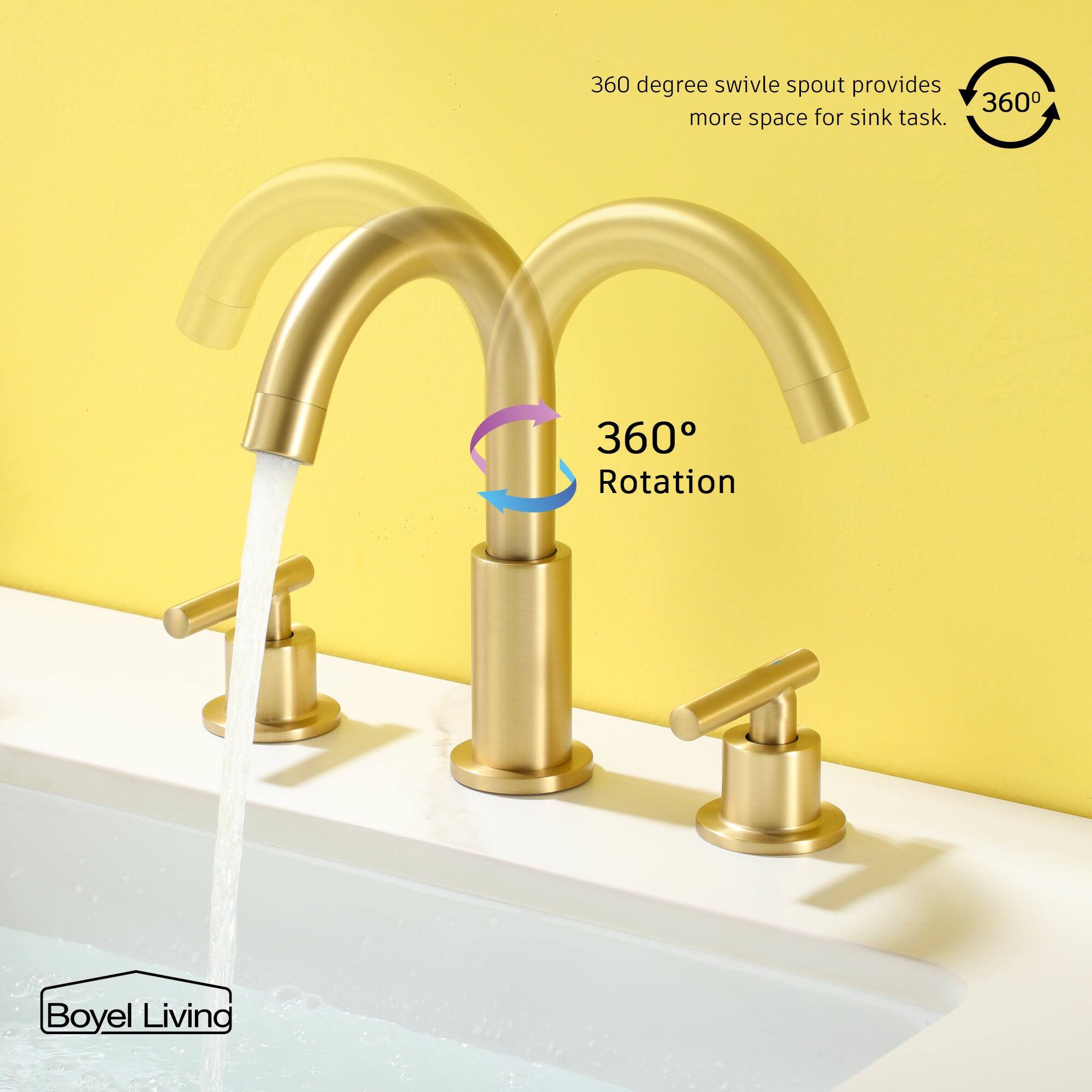 360 degree swivel spout provides more space for sink task. 360° Rotation. Boyel Living