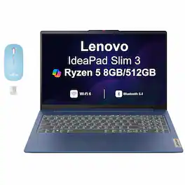 Lenovo - Upgraded - IdeaPad Slim 3 Laptop 15.6 FHD Display (Ryzen 5 40, 8GB, 512GB SSD, Win 11 Home) w/Dockztorm Wireless Mouse - Abyss Blue