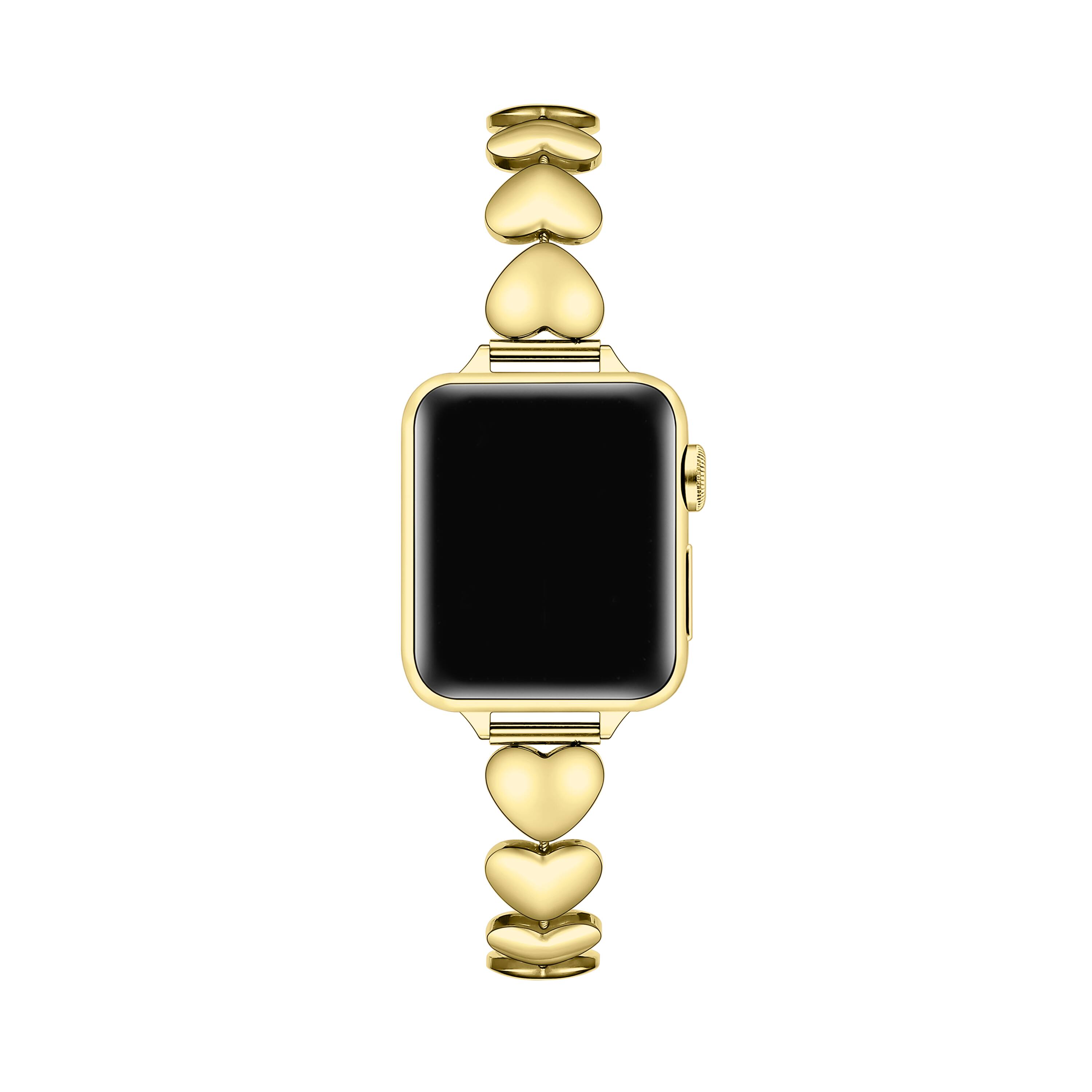 Back. Posh Tech - Lover Stainless Steel Heart Band for Apple Watch - Gold.