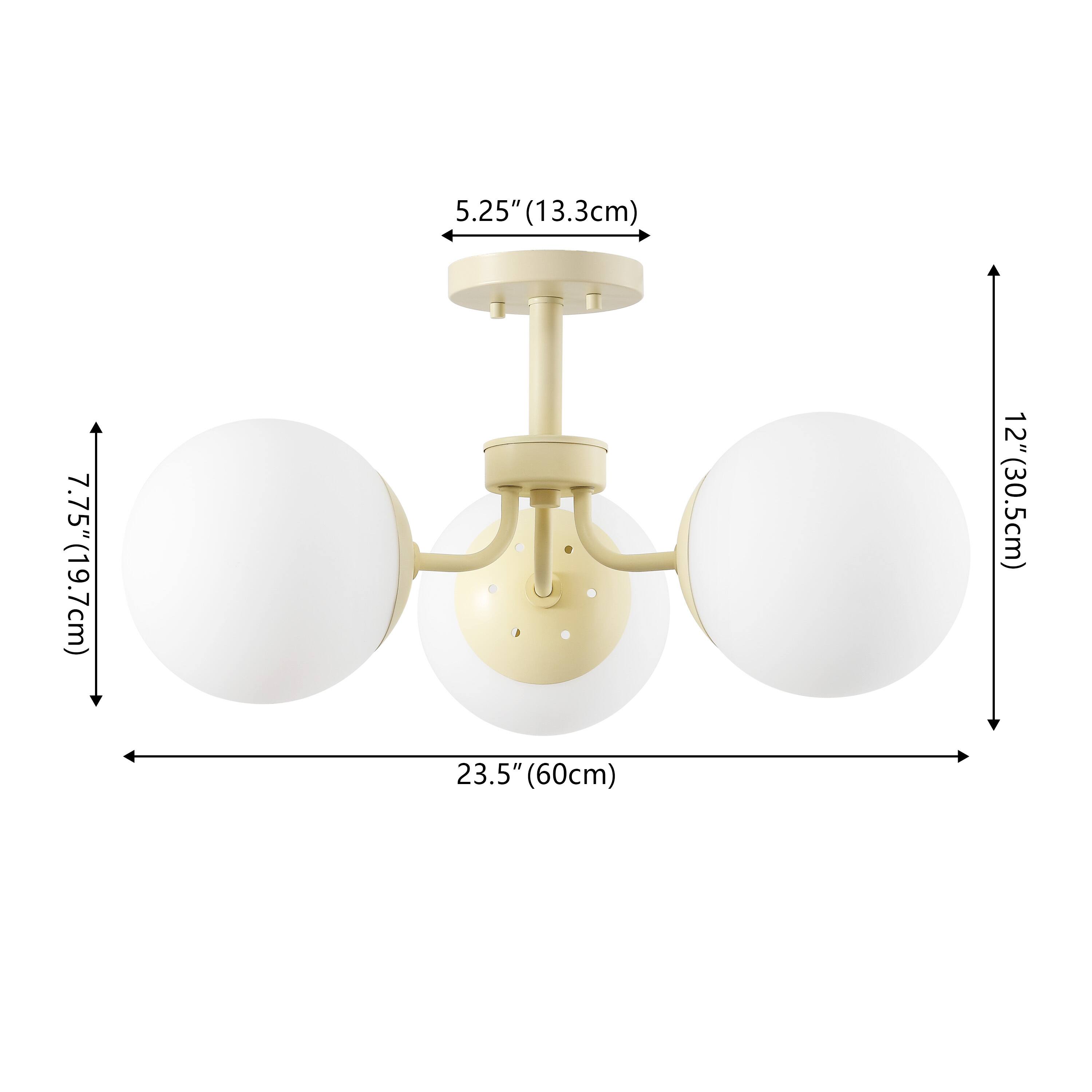 5.25" (13.3cm)  
7.75" (19.7cm)  
12" (30.5cm)  
23.5" (60cm)