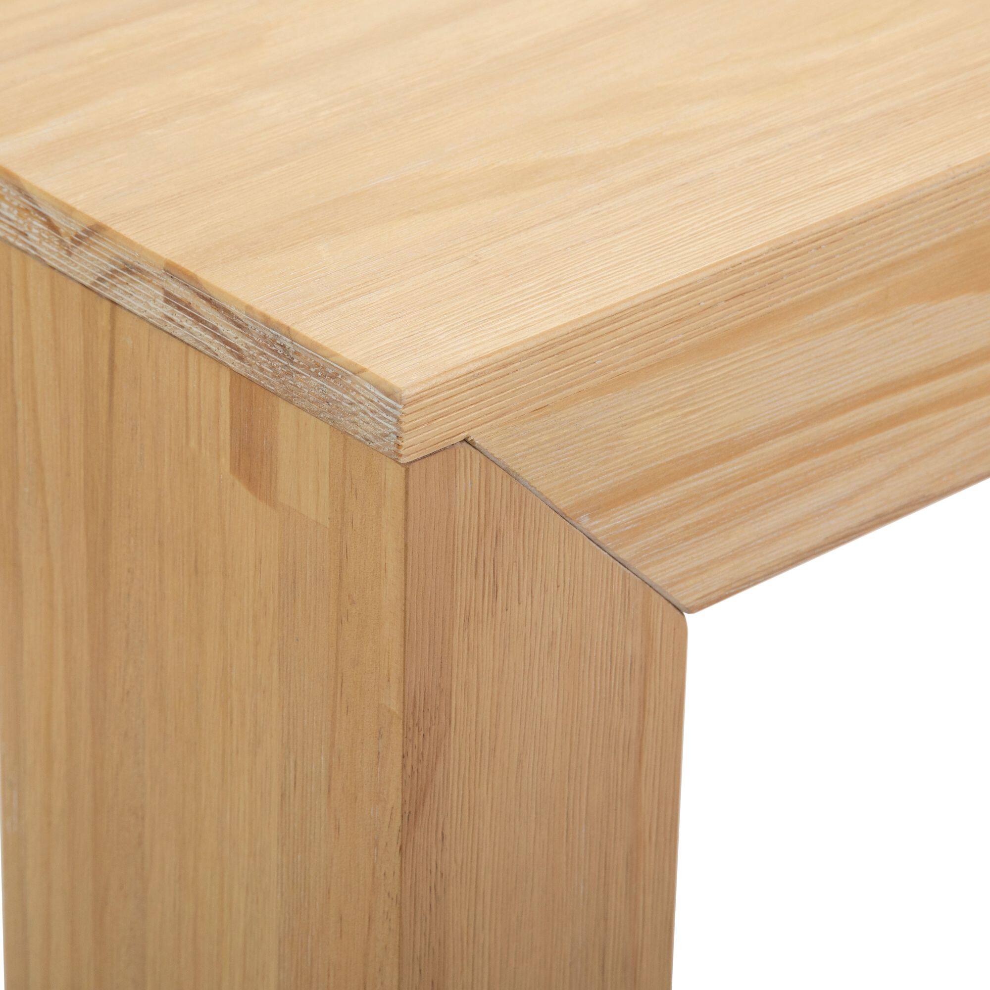 Alt View 2. Plank+Beam - Modern Rectangular Side Table (25in x 15in / 630mm x 375mm), Blonde Wirebrush - Blonde Wirebrush.