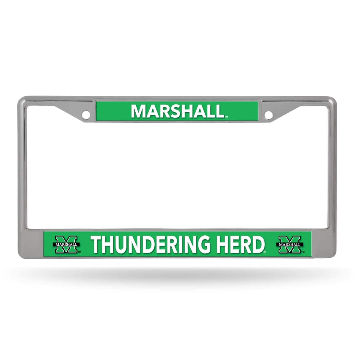Rico Industries - Marshall Thundering Herd Lightweight Chrome Metal License Plate Frame - Multi