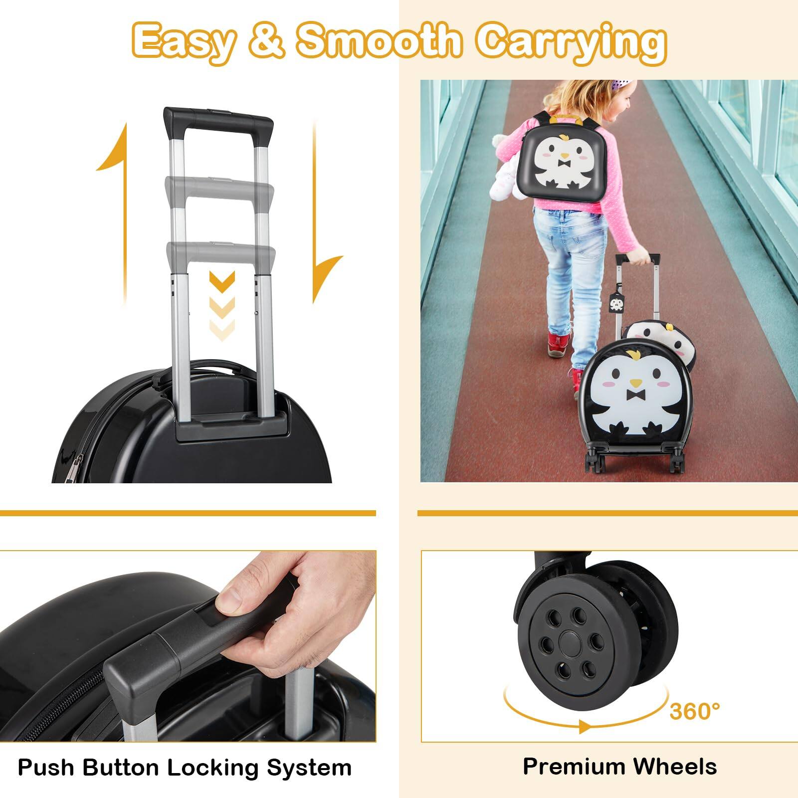 Easy & Smooth Carrying

Push Button Locking System

Premium Wheels

360°