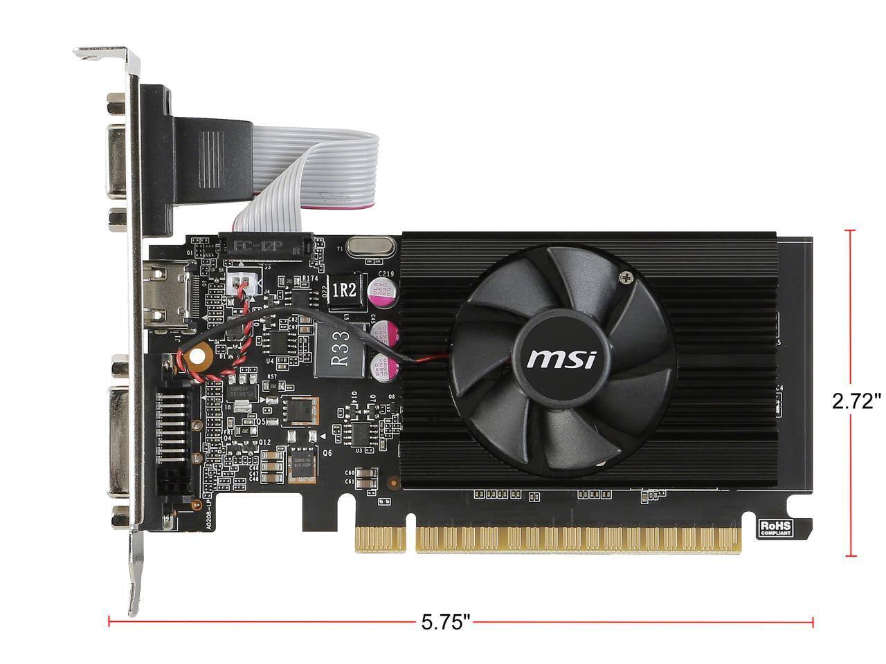 MSI GeForce GT 710 2GB DDR3 PCI Express 2.0 Low Profile Graphics