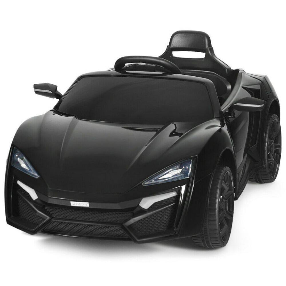 Front. HONGGE - Electric Ride On Car for Kids with Remote Control and Music Player - Black.