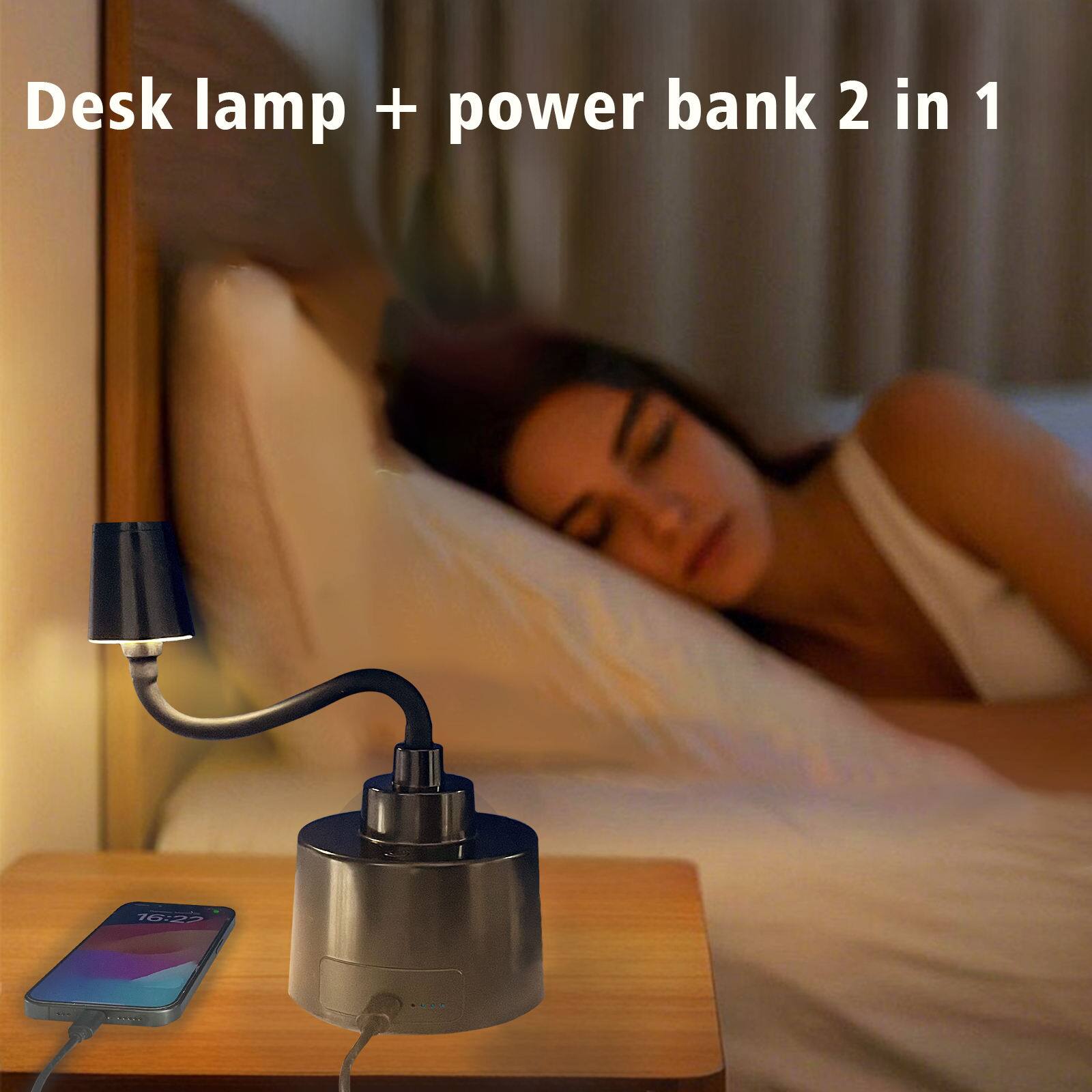 Desk lamp + power bank 2 in 1