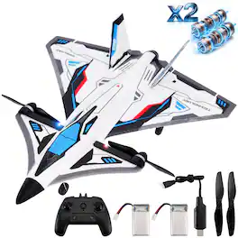 Topteng - Z68 6CH RC Fighter – Dual Brushless Motors, 300m Range, 18 Min Flight, LED Lights, EPP, Fit for Aerobatic Enthusiasts - Blue