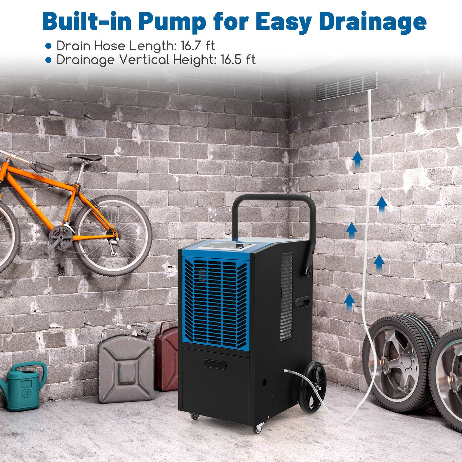 Built-in Pump for Easy Drainage  
- Drain Hose Length: 16.7 ft  
- Drainage Vertical Height: 16.5 ft
