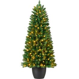 Best Choice Products - Pre-Lit Potted Christmas Tree, 6ft Classic Artificial Holiday Decor, w/250 Twinkling White LEDs - Green