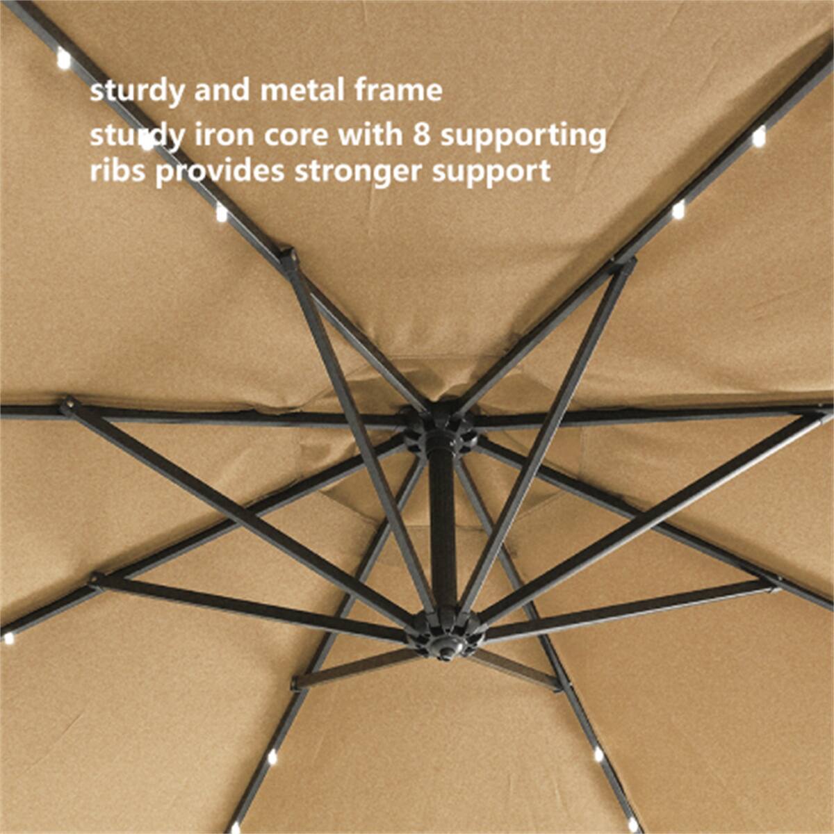 sturdy and metal frame  
sturdy iron core with 8 supporting ribs provides stronger support
