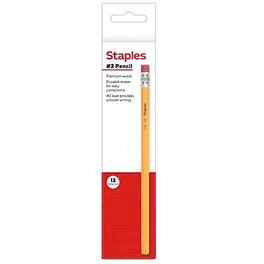 Staples - Wooden Pencil, 2.2mm, #2 Medium Lead, Dozen - Yellow