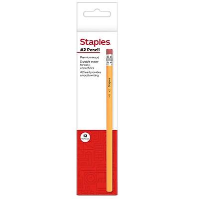 Staples  
#2 Pencil  
Premium wood  
Durable eraser for easy erasure  
#2 lead provides smooth writing  
12 pencils