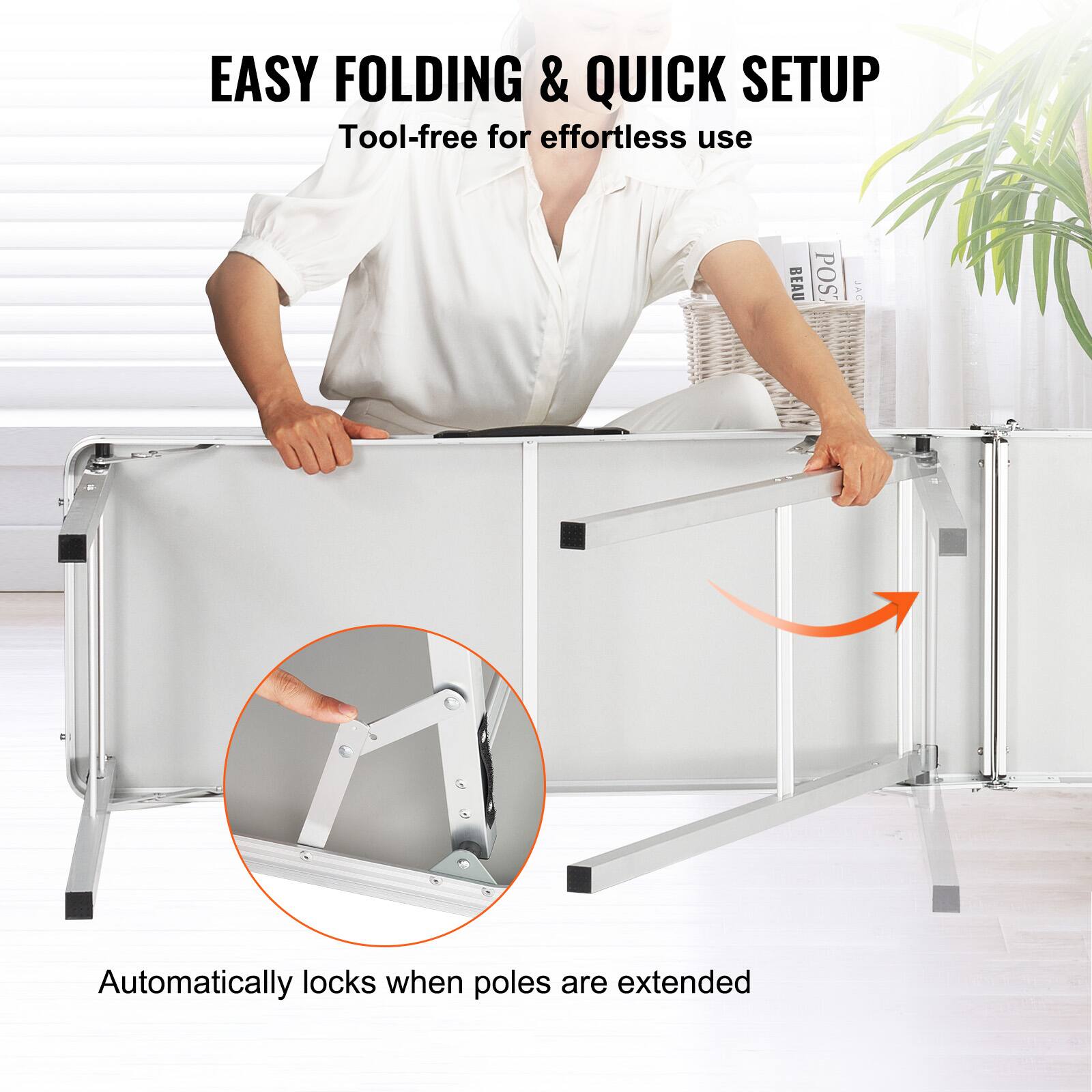 EASY FOLDING & QUICK SETUP  
Tool-free for effortless use  

Automatically locks when poles are extended