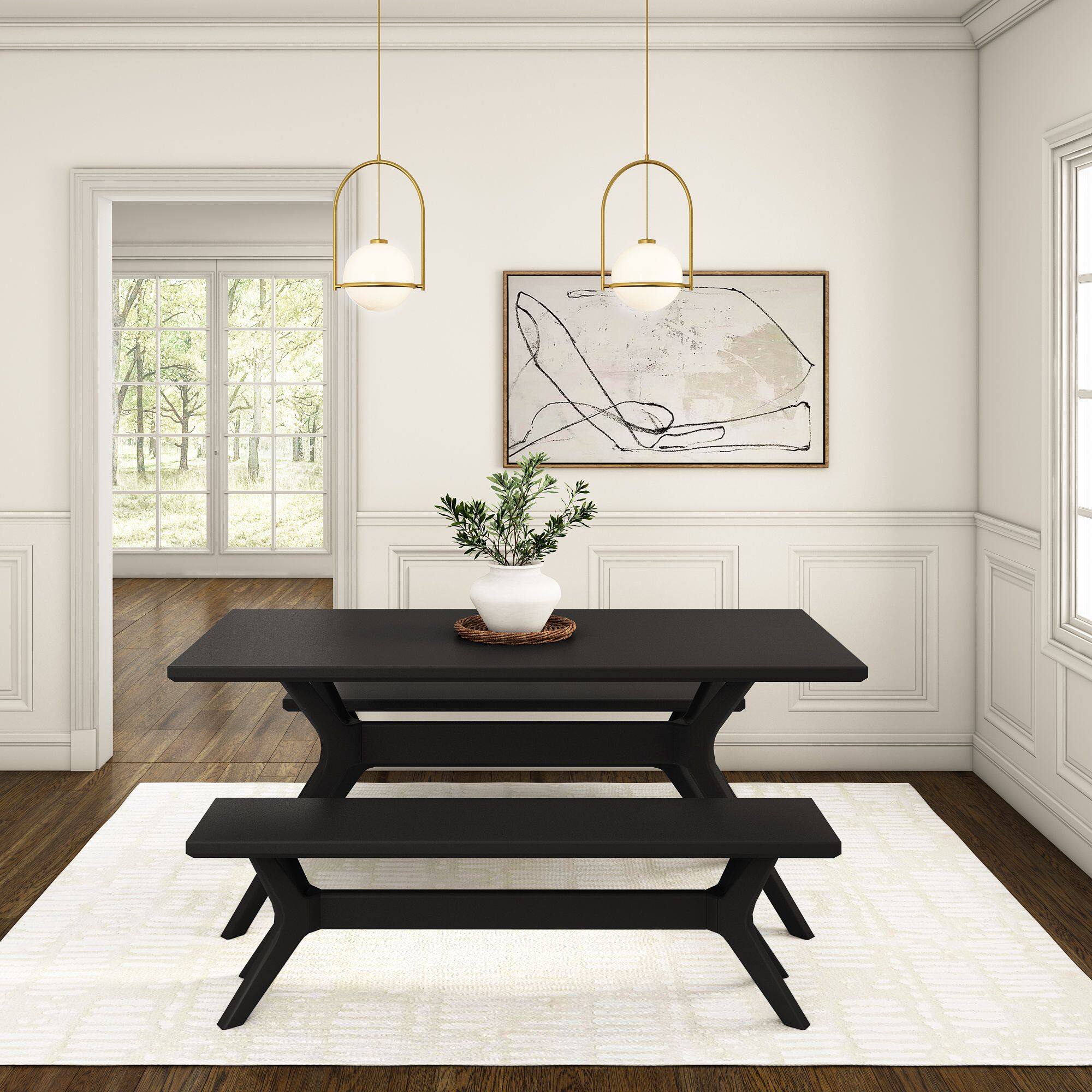 Alt View 5. Plank+Beam - Verso Dining Room Bench (60in / 1520mm), Black - Black.