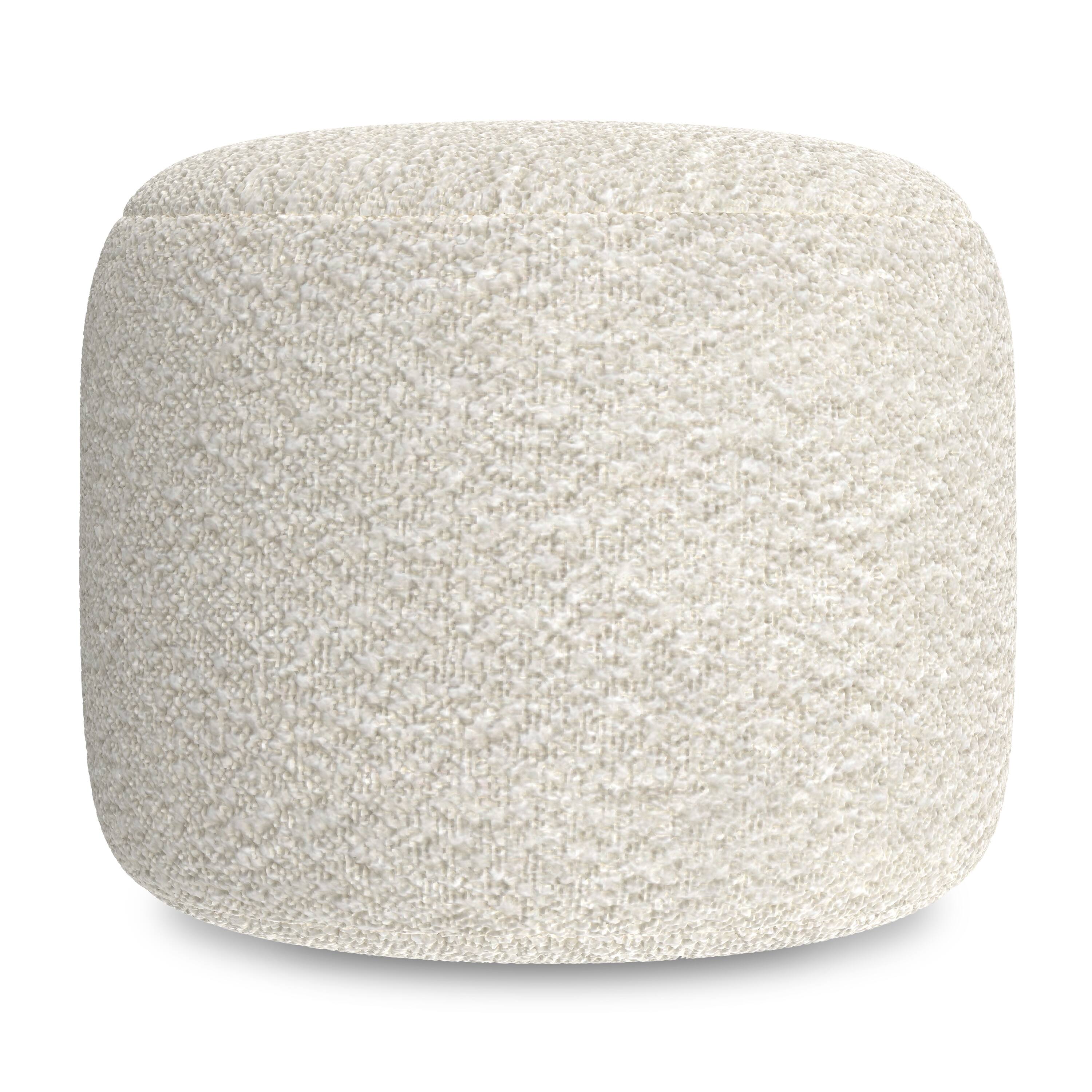 Left. Simpli Home - Chantal Round Pouf - White.