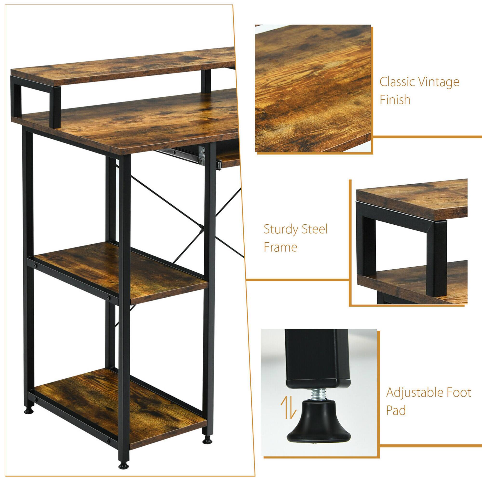 Classic Vintage Finish, Sturdy Steel Frame, Adjustable Foot Pad