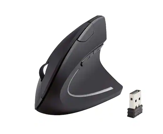 Front. iMicro - MO-WVEO01 2.4GHz Wireless Vertical Ergonomic Optical Mouse - Black.