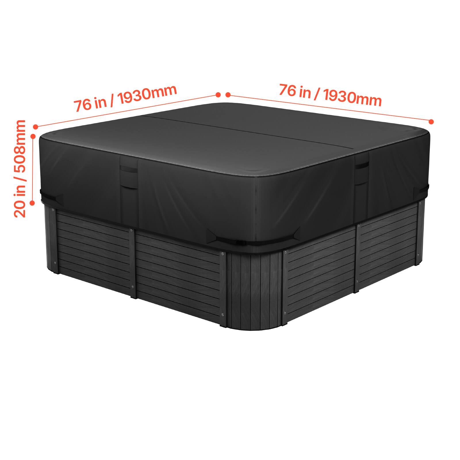 508mm / 20 in  
76 in / 1930mm  
76 in / 1930mm