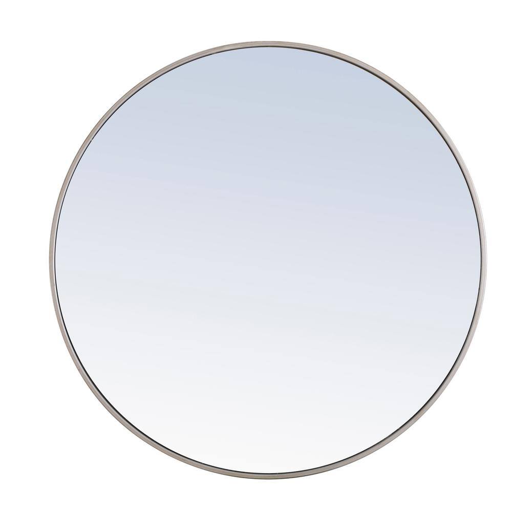 Alt View 4. Elegant Decor - Metal frame Round Mirror 36 inch Silver finish - Silver.