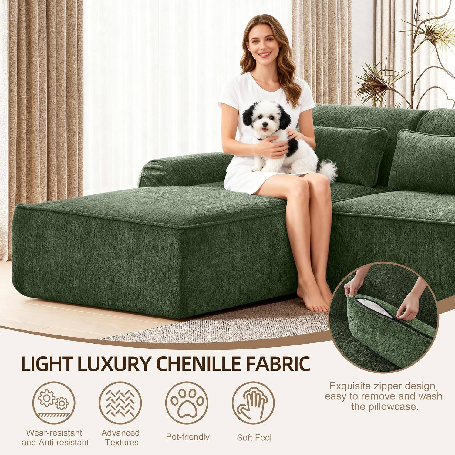 LIGHT LUXURY CHENILLE FABRIC

Exquisite zipper design, easy to remove and wash the pillowcase.

Wear-resistant and Anti-resistant Textures

Advanced Textures

Pet-friendly

Soft Feel