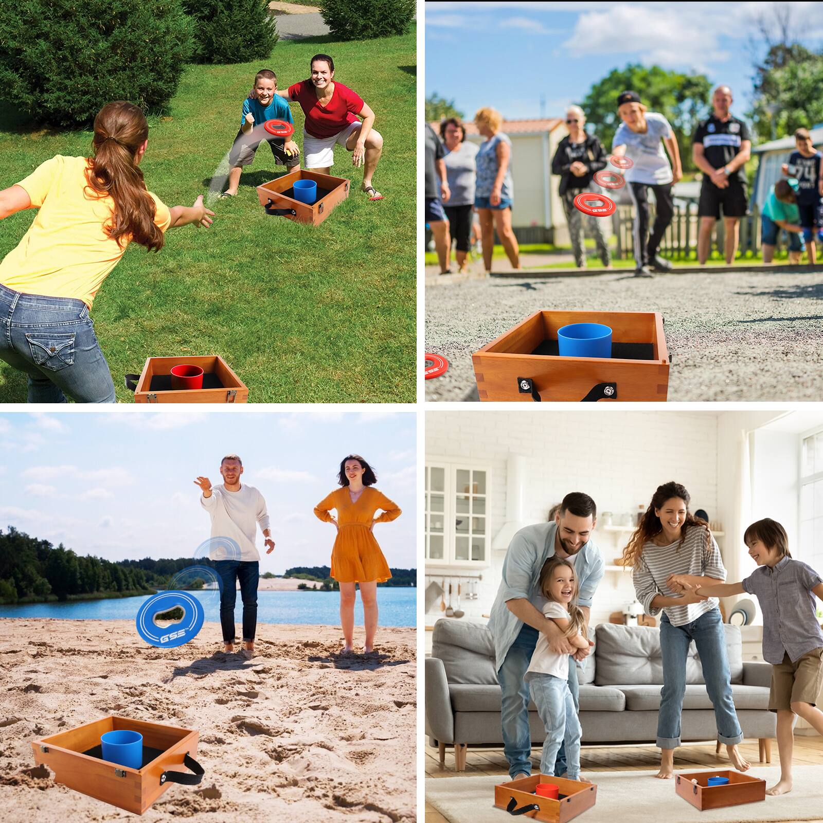 Back. GSE Games & Sports Expert - Quality Outdoor Solid Wood Washer Toss Game Set with Set of 8 Replacement Washers- Oak.