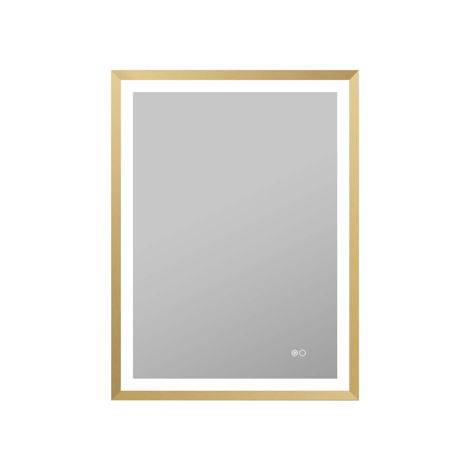 WELLFOR - 24 in. W x 32 in. H Rectangular Single Aluminum Framed Antifog Dimmable Wall Bathroom Vanity Mirror - Gold price history on PriceWatchPro