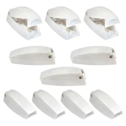 Front. HQRP - 10-Pack RV Baggage Door Catch Latches - Spring-Loaded Storage Compartment Holders, Trailer Motorhome Camper - White.