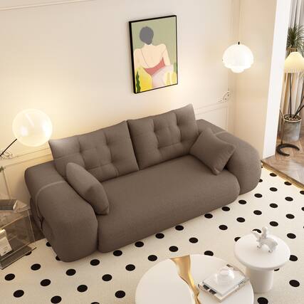 Front. Anysun - Sofa Bed - 3-in-1 Foldable Sleeper, Teddy Fabric, Foam-Filled, for Living Room, Guest Bed & Playroom - Brown.