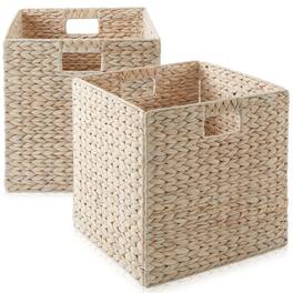 Casafield - 13 x 13-in Water Hyacinth Storage Baskets - 2 Pack - Whitewash