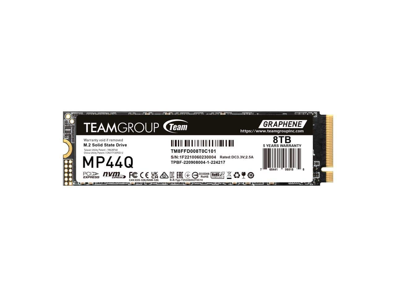Team Group - MP44Q M.2 2280 8TB PCIe 4.0 x4 with NVMe QLC Internal Solid State Drive (SSD) TM8FFD008T0C101 price history on PriceWatchPro