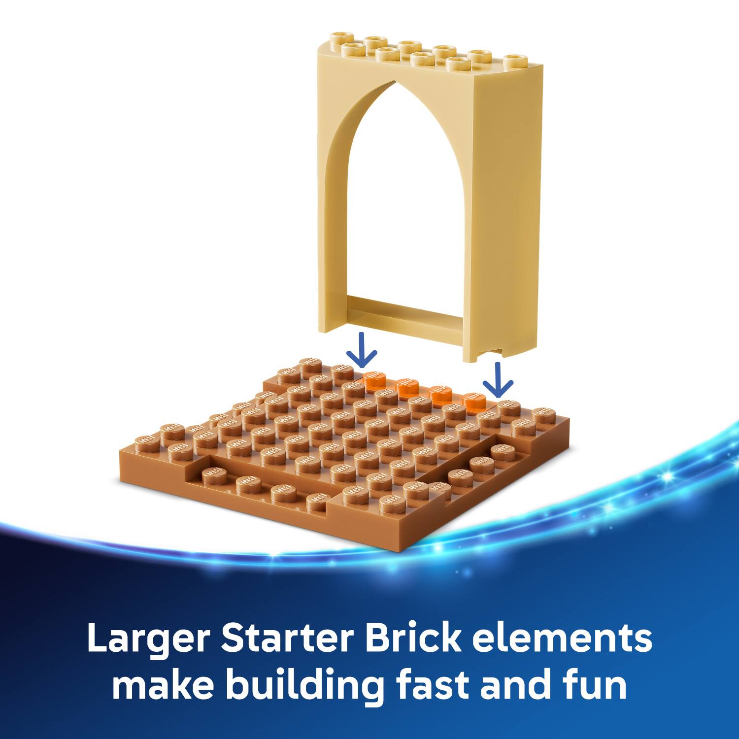 Larger Starter Brick elements make building fast and fun