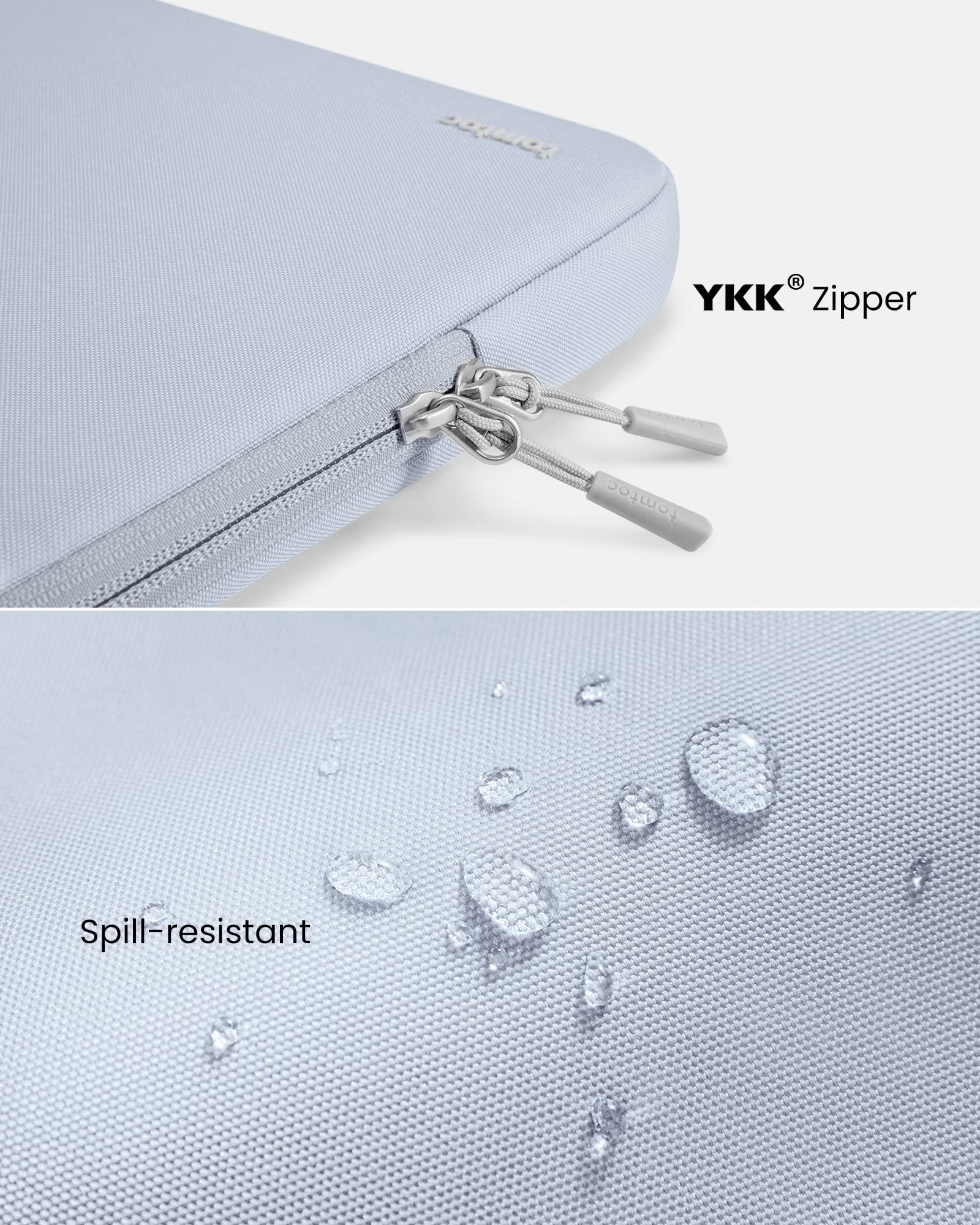 A R YKK® Zipper tomtoc Spill-resistant