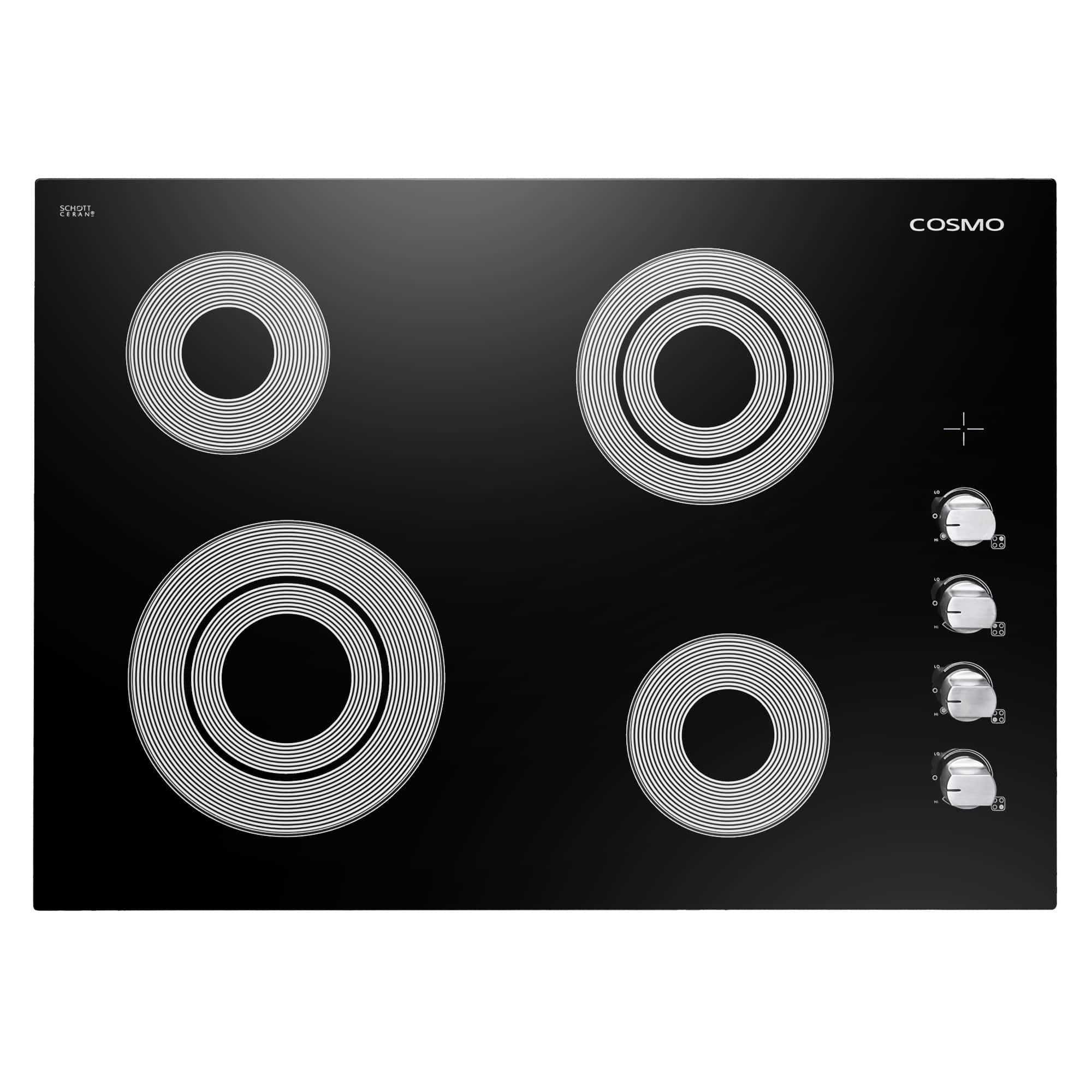 COSMO - COS-304ECC 30 in. Electric Ceramic Glass Cooktop with 4 Burners, Dual Zone Elements, Control Knobs - Black