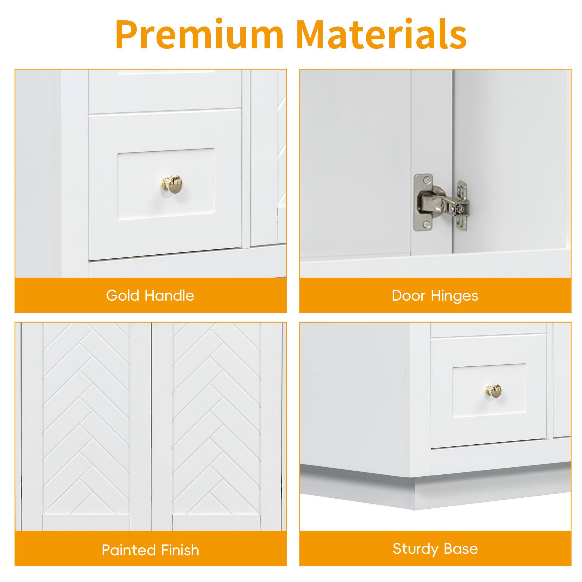 Premium Materials

- Gold Handle
- Door Hinges
- Painted Finish
- Sturdy Base
