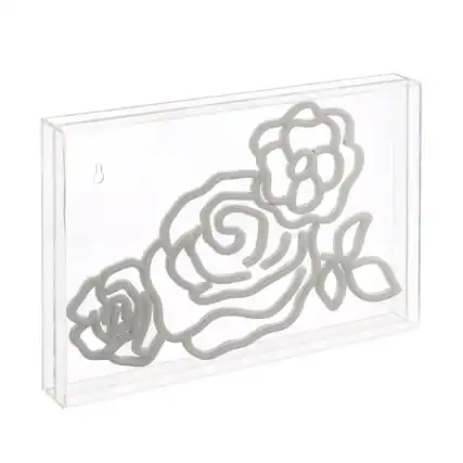 Front. Jonathan Y - Crowd Of Roses 15" X 10.3" Contemporary Glam Acrylic Box USB Operated LED Neon Light, Pink/White/Yellow - Pink/White/Yellow.