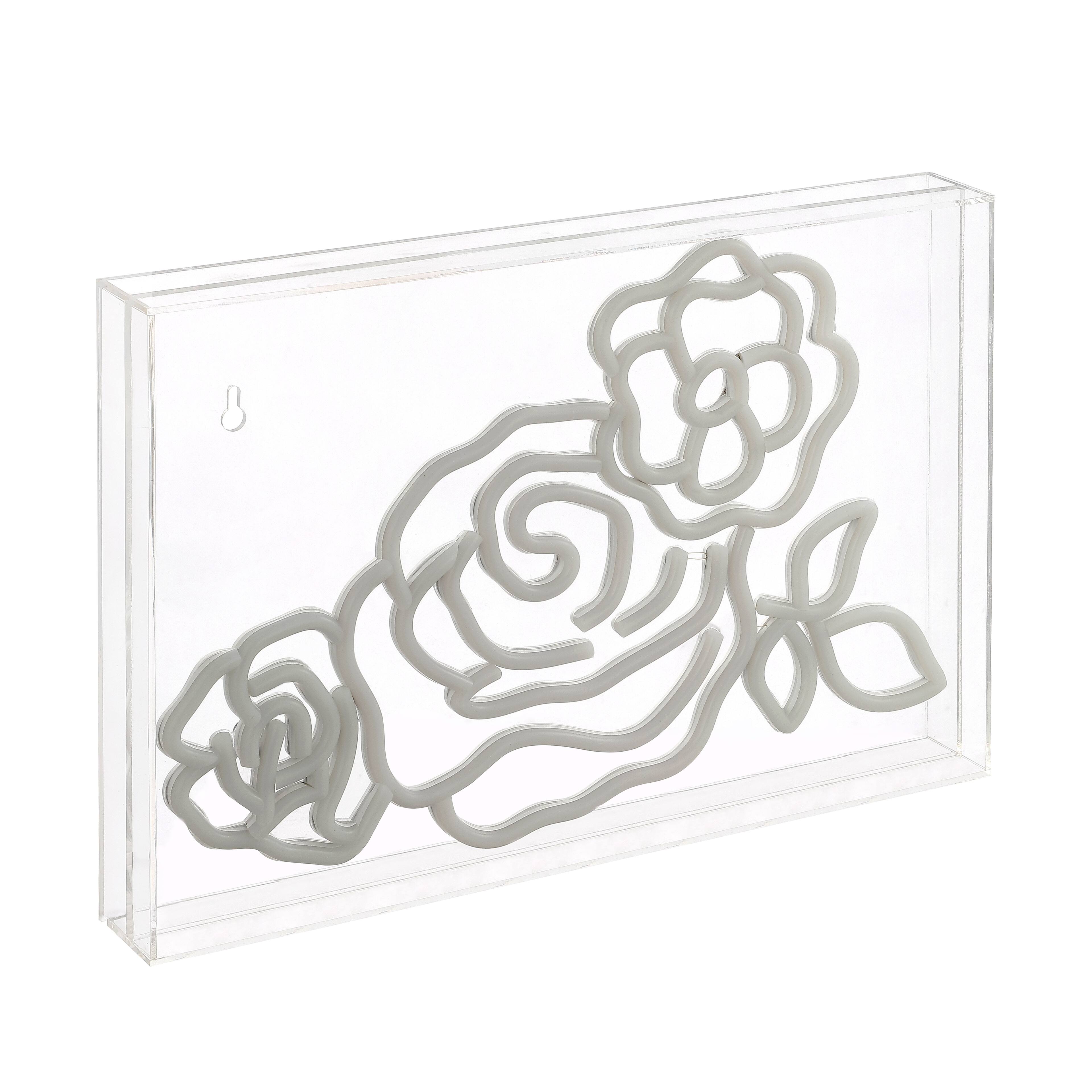 Front. Jonathan Y - Crowd Of Roses 15" X 10.3" Contemporary Glam Acrylic Box USB Operated LED Neon Light, Pink/White/Yellow - Pink/White/Yellow.