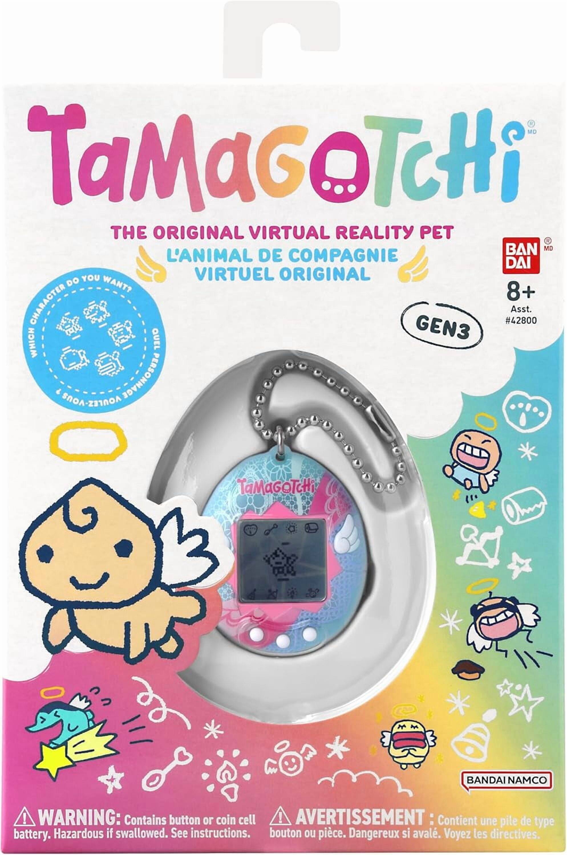 TaMaGoTcHi THE ORIGINAL VIRTUAL REALITY PET  
L'ANIMAL DE COMPAGNIE VIRTUEL ORIGINAL  
DO YOU WANT?  
8+ CHARACTER GEN3 #42800  
Asst.  
WHICH QUEL PERSONNAGE TaMaGoTcHi  
BANDAI NAMCO  

WARNING: Contains button or coin cell battery. Hazardous if swallowed. See instructions.  
AVERTISSEMENT: Contient une pile de type bouton ou pièce. Dangereux si avalé. Voyez les directives.