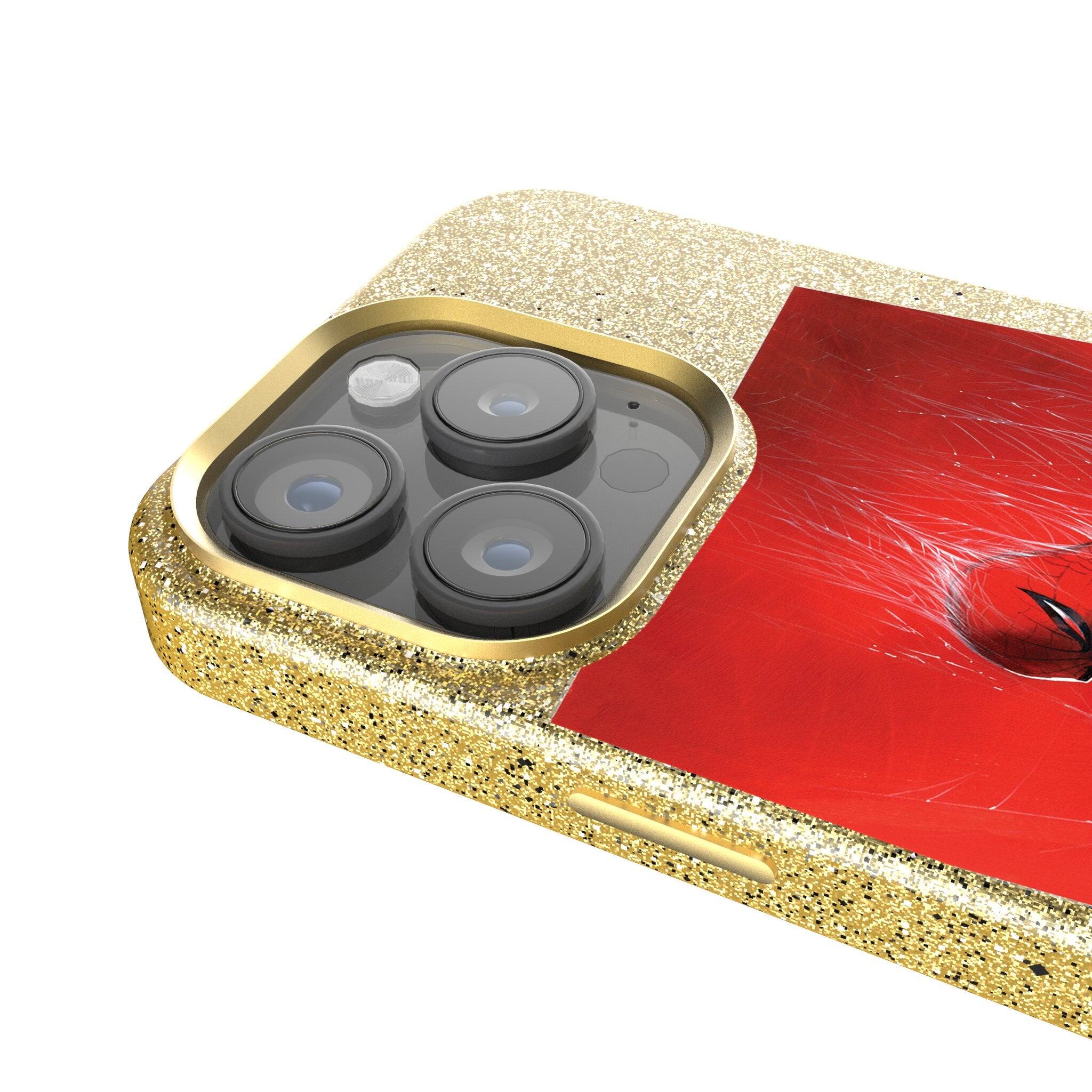 Back. Keyscaper - Marvel Cover Art Gold Bling Phone Case - Apple iPhone 16 Pro Max - Spider-Man 1.