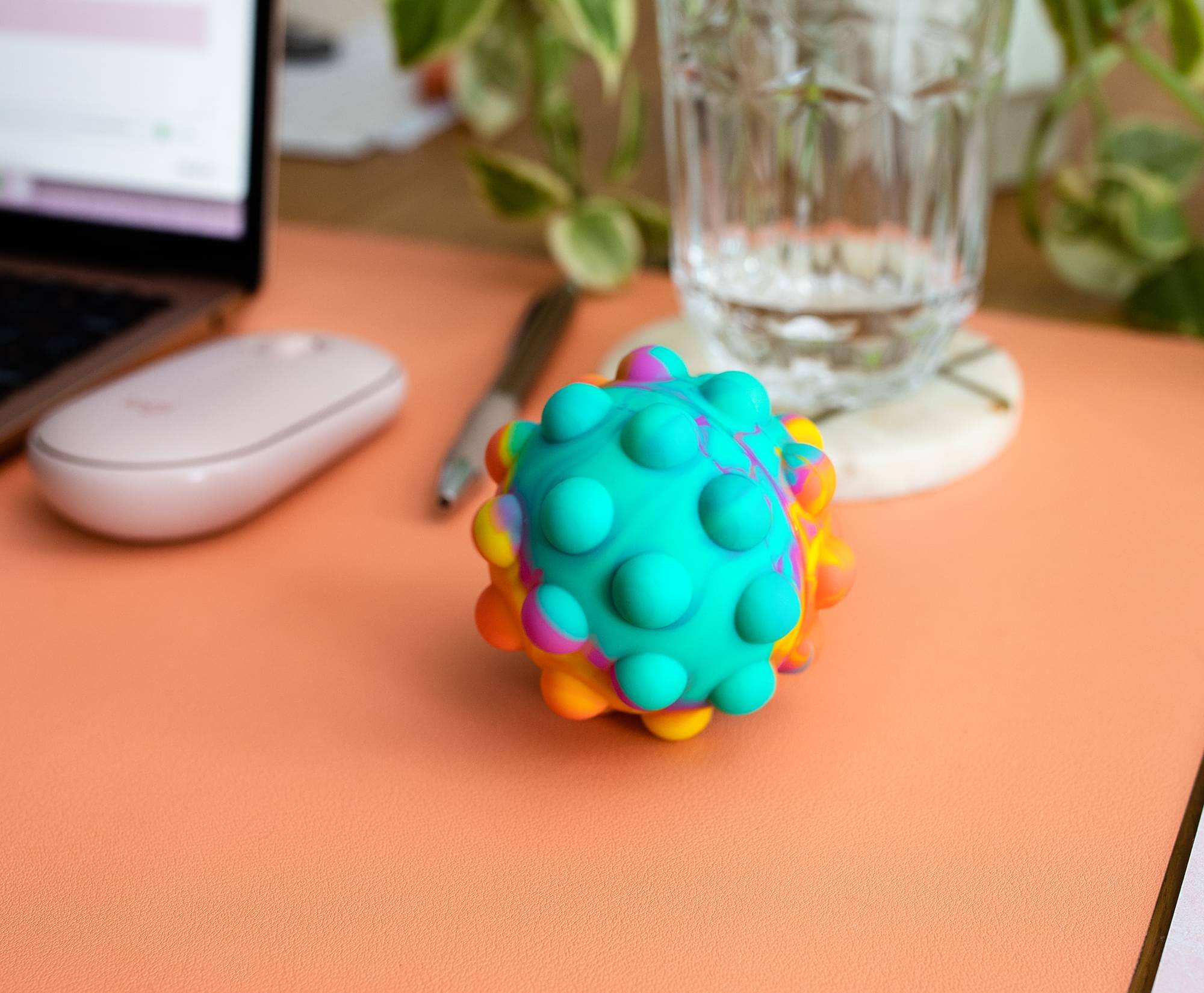Alt View 10. Toynk - Pop Fidget Toy Pressure Relief Silicone Bubble Popping Game Ball | Rainbow - Rainbow.