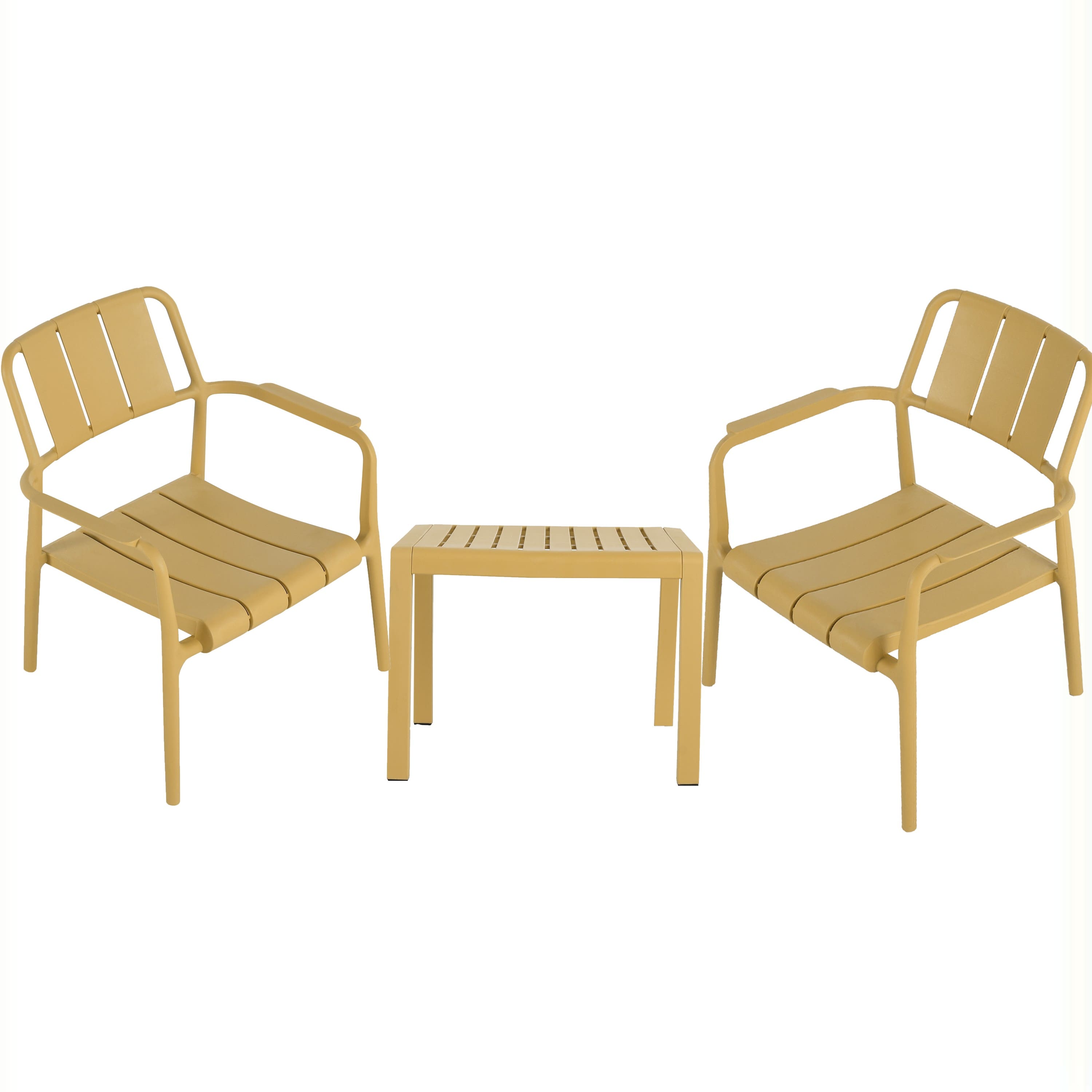 Mondawe - 3-Piece PP Single-Seater Chairs + Coffee Table Set - Yellow