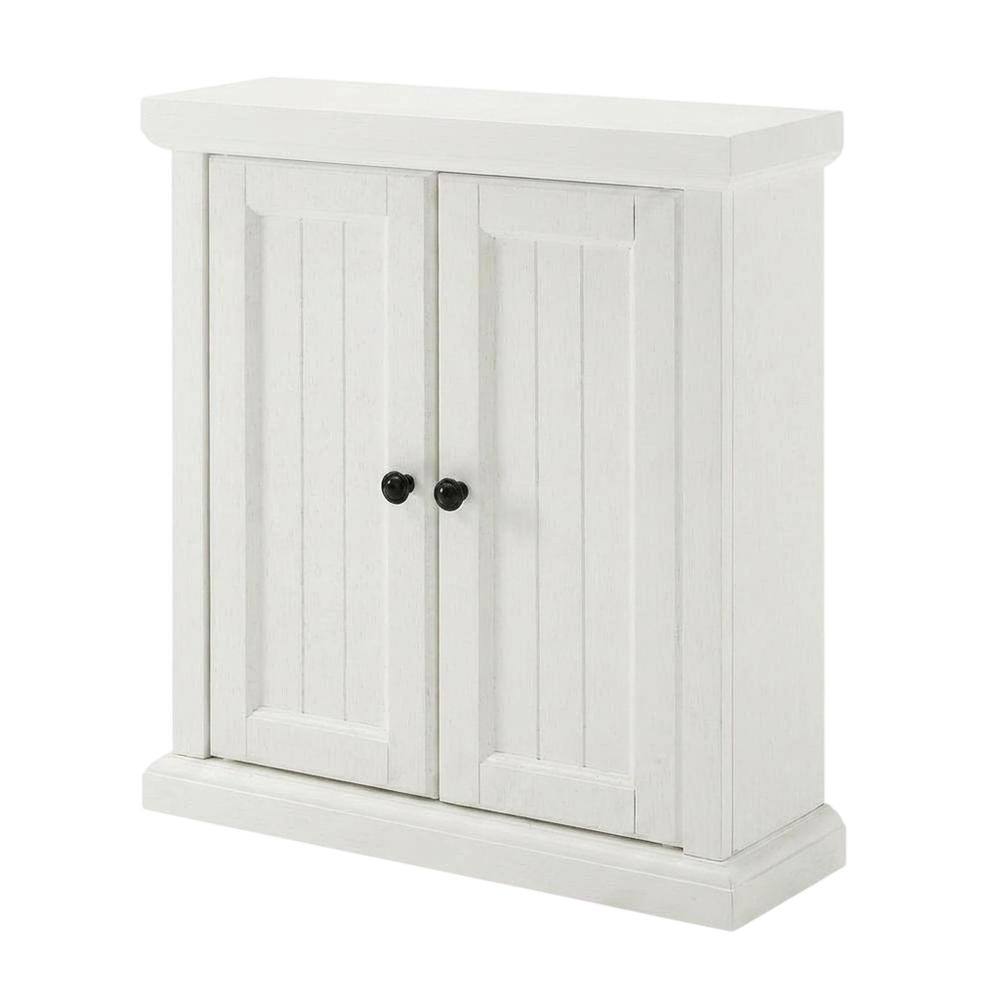 Front. FurniFact - Distressed White Bathroom Wall Cabinet - Distressed White.
