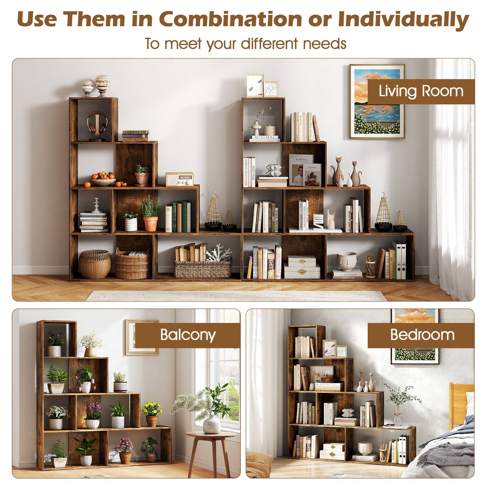 Use Them in Combination or Individually  
To meet your different needs

Living Room

Balcony

Bedroom