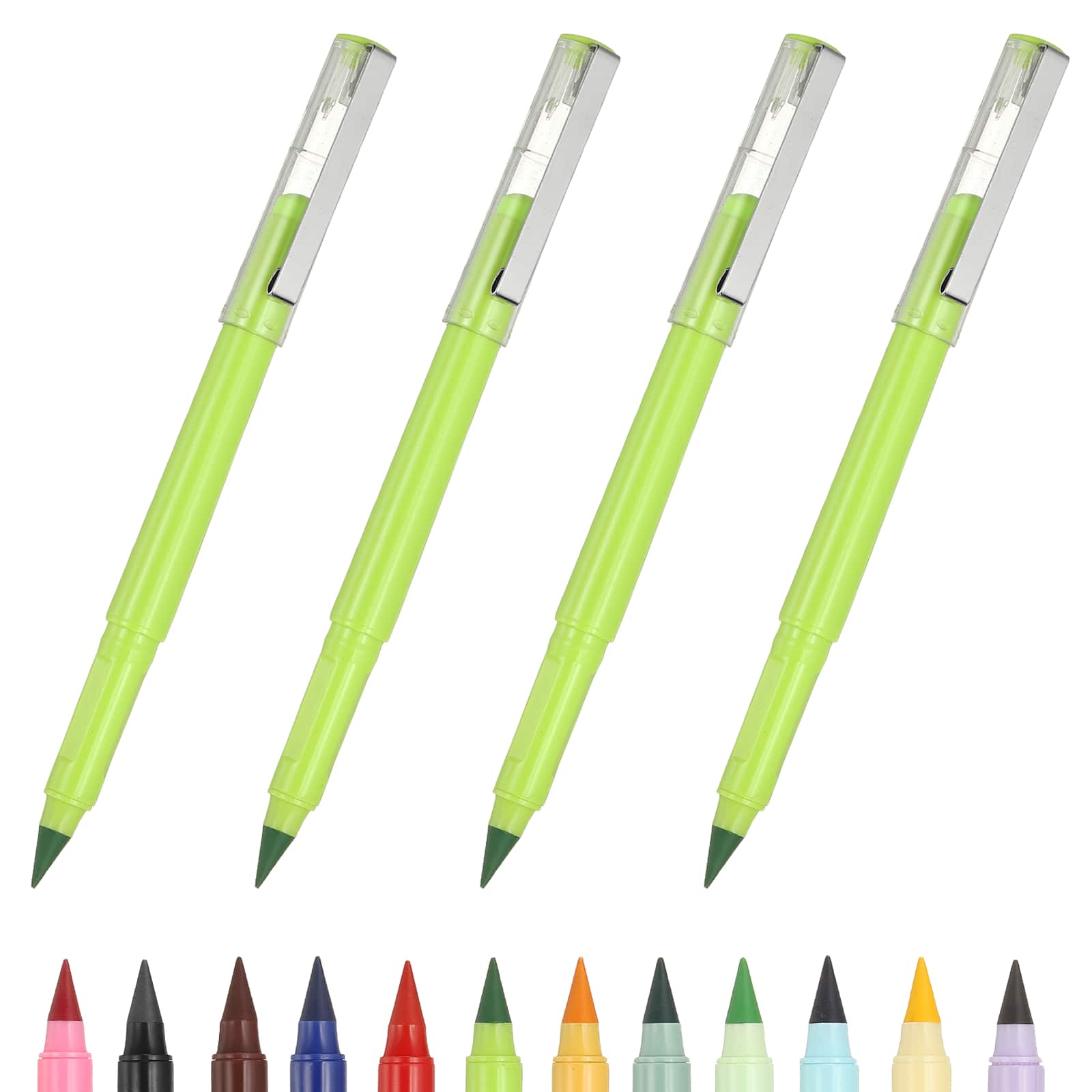 Unique Bargains - Eternal Pencil, 4pcs Mech Sharpened Metal Pencils Set for Coloring, Sketch Drawing, Writing - Green price history on PriceWatchPro