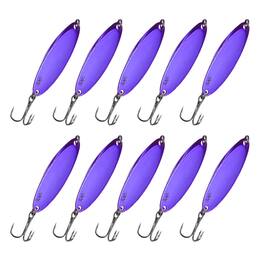Unique Bargains - Fishing Spoons Lures, Metal Saltwater Treble Trout Lures Jigging Spoon Casting Spinner Baits 10pcs 3/8 oz - Purple