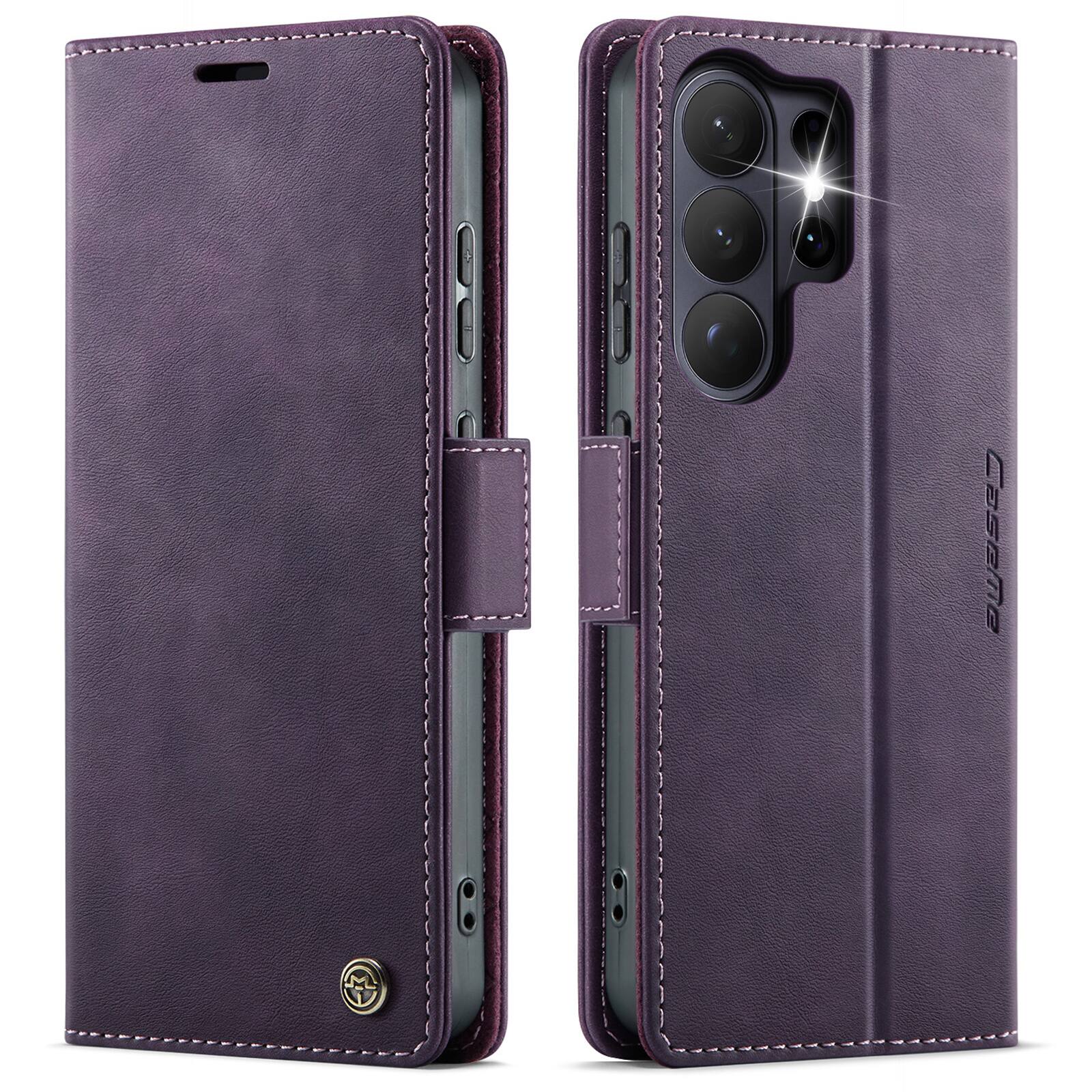 Angle. UUCOVER - For Samsung Galaxy S26 Ultra Folio Wallet Case with RFID Blocking Card Cash Holder, Magnetic Closure, Flip Stand Cover - Purple.