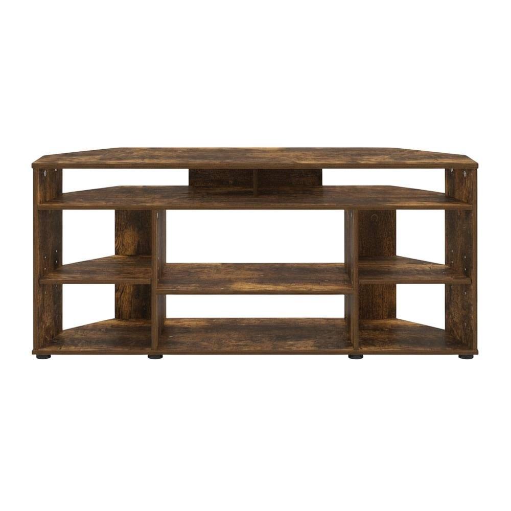 Alt View 3. FurniFact - Gold Corner TV Stand for Up to 55-Inch Screens, Rubberwood & Walnut Veneers - Gray.